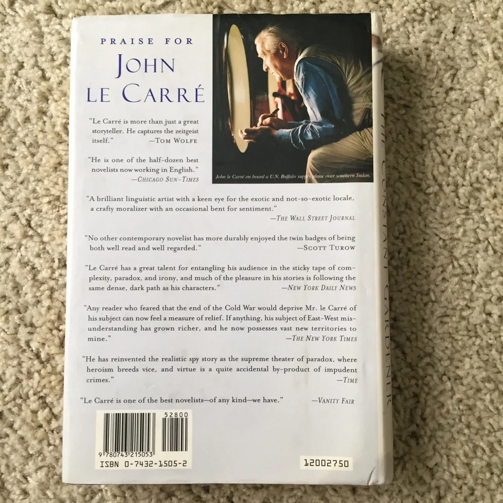 JOHN LE CARRE THE CONSTANT GARDENER HARDCOVER BOOK Thriller Mystery